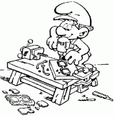 coloring picture of handy smurf
