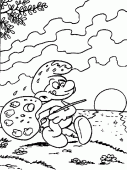 coloring picture of painter smurf