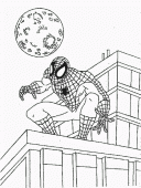 coloring picture of Spiderman and the moon