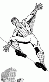 coloring picture of Spiderman walks on a thread