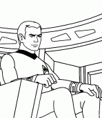 coloring picture of Captain Kirk controls the enterprise