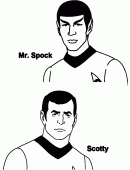 coloring picture of Mr Spock and Scotty