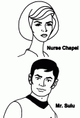 coloring picture of Mr Sulu and Nurse Chapel