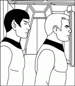 coloring picture of Spok and Kirk