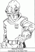 coloring picture of Admiral Ackbar commander of Rebel Fleet