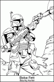 coloring picture of Boba Fett bounty hunter