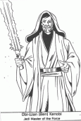 coloring picture of Obi Wan Kenobi jedi master of the force