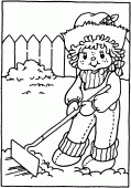 coloring picture of Strawberry Shortcake is gardening