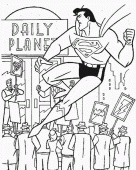 coloring picture of superman in front of the daly planet