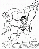 coloring picture of superman overflight the city