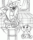 coloring picture of Taz and a baby
