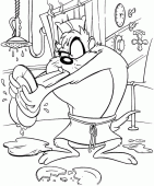 coloring picture of Taz wash the dishes