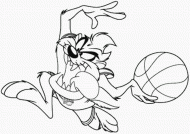 coloring picture of taz plays basketball