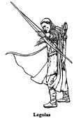 coloring picture of Elf Legolas with his bow and arrows