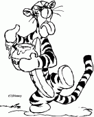 coloring picture of Tigger eats honey