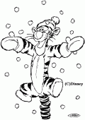 coloring picture of Tigger in snow