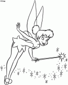 coloring picture of Tinker Bell is sending some magic powder with its rod