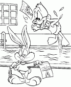 coloring picture of Buster Bunny and Plucky Duck