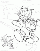 coloring picture of Tom and Jerry go to school