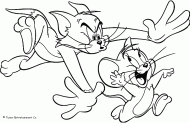 coloring picture of Tom is trying to catch the mouse Jerry