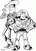 coloring picture of Sheriff Woody with Buzz Lightyear