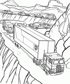 coloring picture of truck and cars