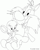 coloring picture of Tweety and Sylvester