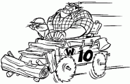coloring picture of Rufus Ruffcut and Sawtooth in the Buzz Wagon