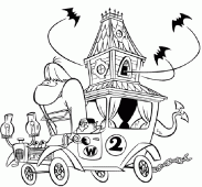coloring picture of The Gruesome twosome in the Creepy Coupe