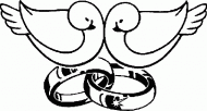 coloring picture of two wedding ring with two birds