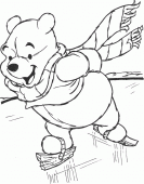 coloring picture of Winnie does ice skating