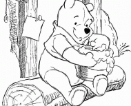 coloring picture of Winnie eats honey