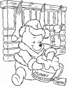 coloring picture of Winnie the pooh at christmas