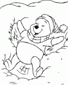 coloring picture of Winnie the pooh in snow