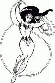 coloring picture of wonder woman with her Lasso of Truth