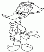 coloring picture of Woody Woodpecker is an aviator