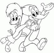coloring picture of Woody Woodpecker with his girlfriend