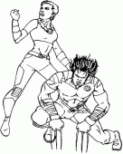 coloring picture of Wolverine with a character X men