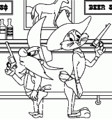 coloring picture of A duel for Sam and Bugs Bunny