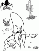 coloring picture of Sam in the desert with cactus