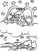 coloring picture of angel who looks at the Earth since the sky