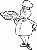 coloring picture of he brings a tray of hot rolls