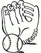 coloring picture of a glove and a ball of baseball