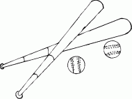 coloring picture of two baseball bats and two balls of baseball