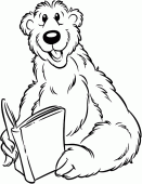 coloring picture of a bear reading a book