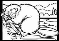 coloring picture of a beaver carrying a piece of wood