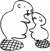 coloring picture of beaver mom with his baby