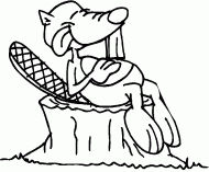 coloring picture of beaver sits on a tree stump