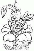 coloring picture of bee pollinating a flower