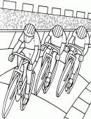 coloring picture of 3 riders who do track cycling